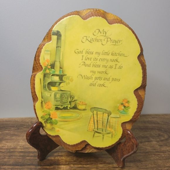 My Kitchen Prayer Plaque Wooden Oval Glazed Finish Vintage - Picture 3 of 6